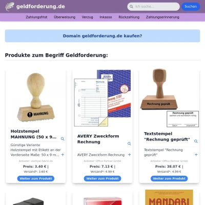 Screenshot geldforderung.de