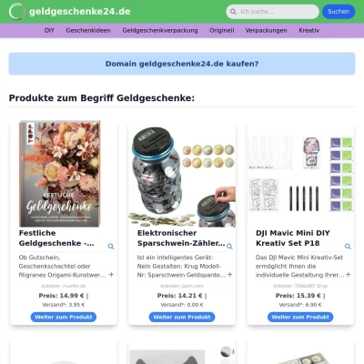 Screenshot geldgeschenke24.de