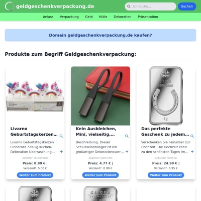 Screenshot geldgeschenkverpackung.de
