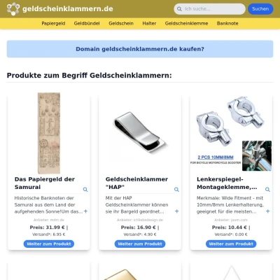 Screenshot geldscheinklammern.de