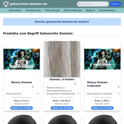 Screenshot geloeschte-domain.de