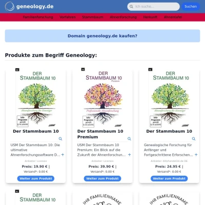 Screenshot geneology.de