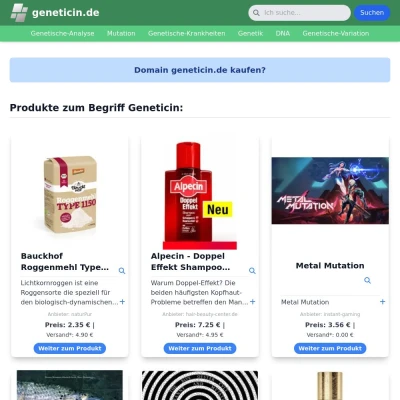 Screenshot geneticin.de