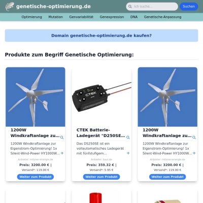 Screenshot genetische-optimierung.de