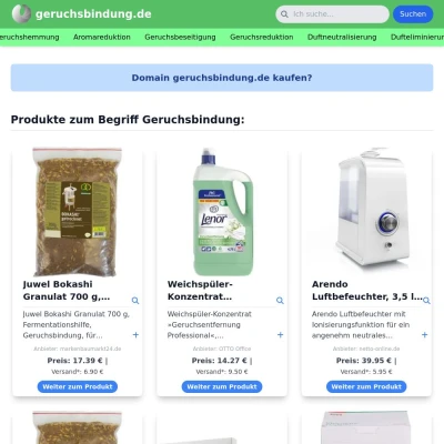 Screenshot geruchsbindung.de