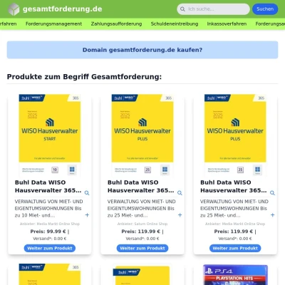 Screenshot gesamtforderung.de