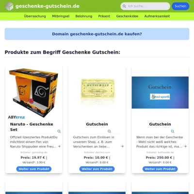 Screenshot geschenke-gutschein.de