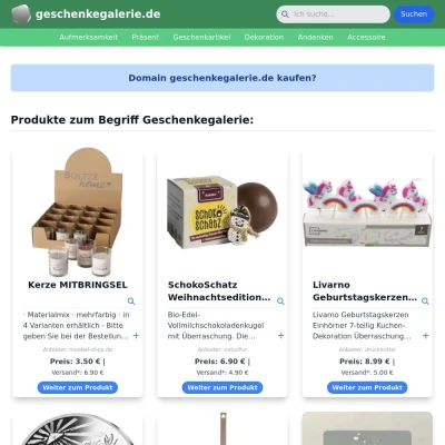 Screenshot geschenkegalerie.de