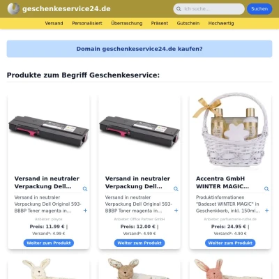 Screenshot geschenkeservice24.de