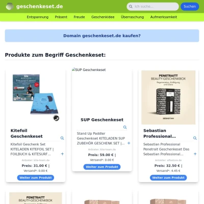 Screenshot geschenkeset.de