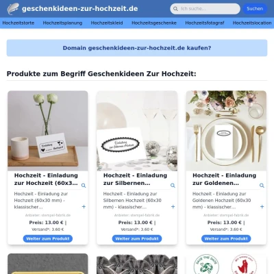 Screenshot geschenkideen-zur-hochzeit.de