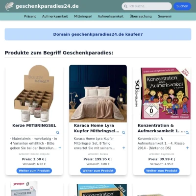 Screenshot geschenkparadies24.de