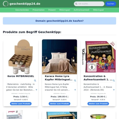 Screenshot geschenktipp24.de