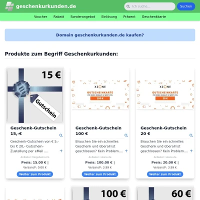 Screenshot geschenkurkunden.de