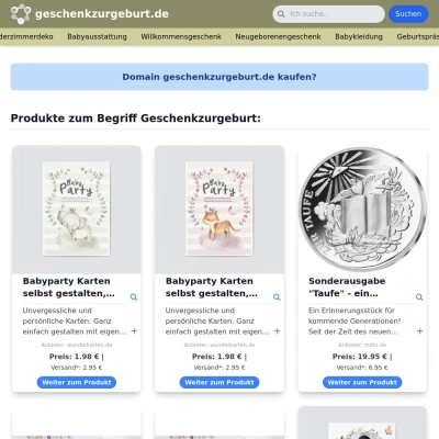 Screenshot geschenkzurgeburt.de