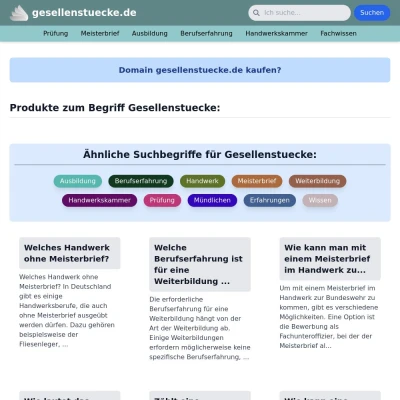 Screenshot gesellenstuecke.de