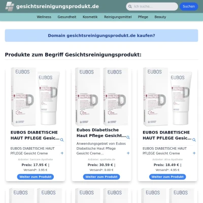 Screenshot gesichtsreinigungsprodukt.de