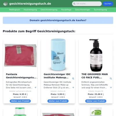 Screenshot gesichtsreinigungstuch.de