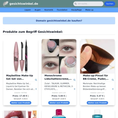 Screenshot gesichtswinkel.de