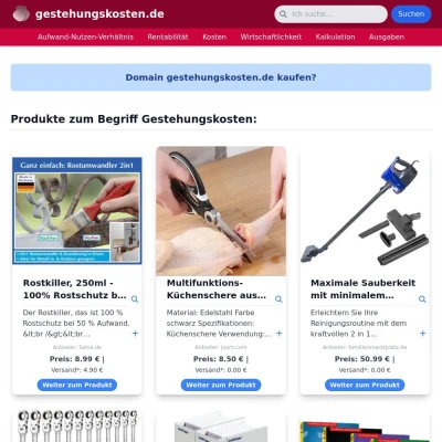 Screenshot gestehungskosten.de