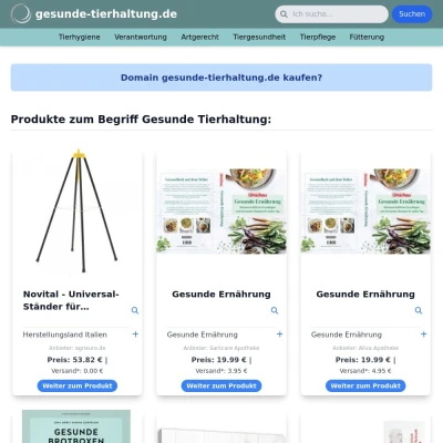 Screenshot gesunde-tierhaltung.de