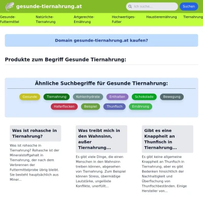 Screenshot gesunde-tiernahrung.at