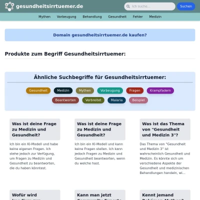 Screenshot gesundheitsirrtuemer.de