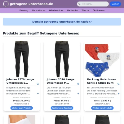 Screenshot getragene-unterhosen.de