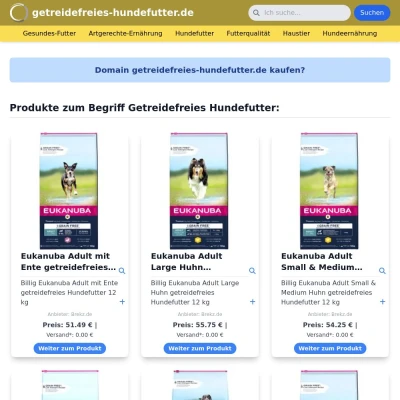 Screenshot getreidefreies-hundefutter.de