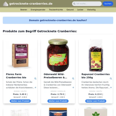 Screenshot getrocknete-cranberries.de