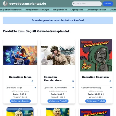 Screenshot gewebetransplantat.de