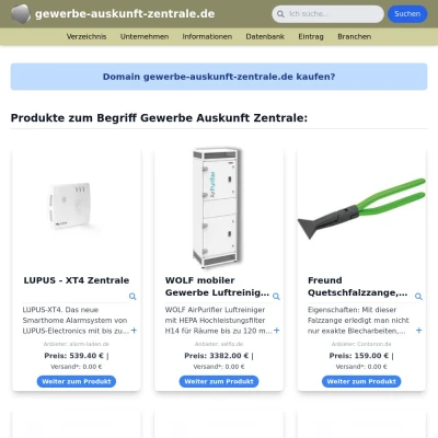 Screenshot gewerbe-auskunft-zentrale.de