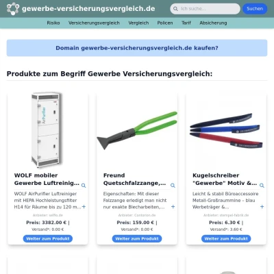 Screenshot gewerbe-versicherungsvergleich.de