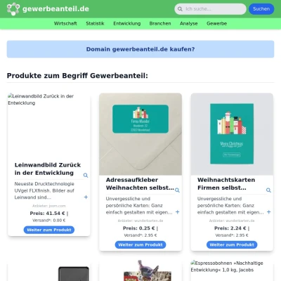 Screenshot gewerbeanteil.de