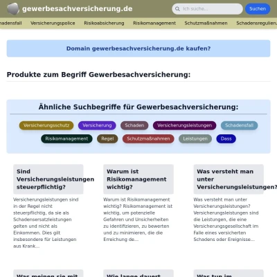 Screenshot gewerbesachversicherung.de