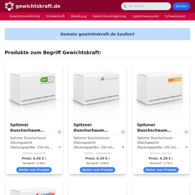 Screenshot gewichtskraft.de