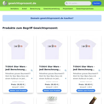 Screenshot gewichtsprozent.de