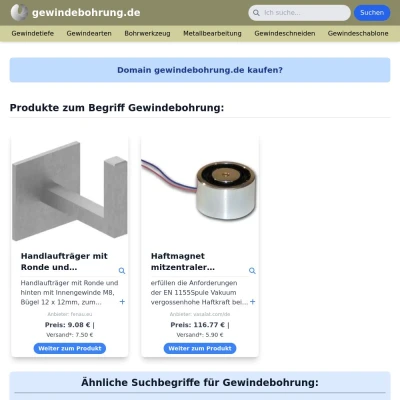 Screenshot gewindebohrung.de