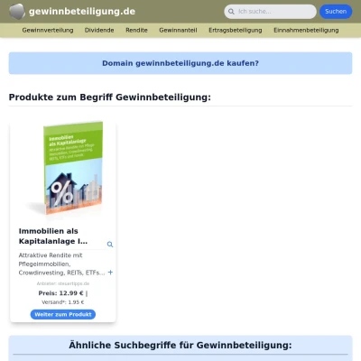 Screenshot gewinnbeteiligung.de