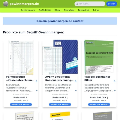 Screenshot gewinnmargen.de