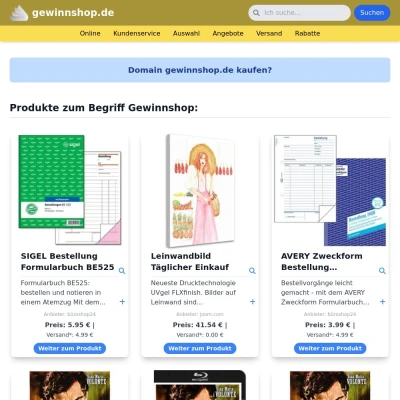 Screenshot gewinnshop.de