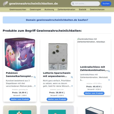 Screenshot gewinnwahrscheinlichkeiten.de