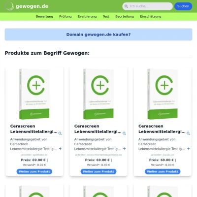 Screenshot gewogen.de