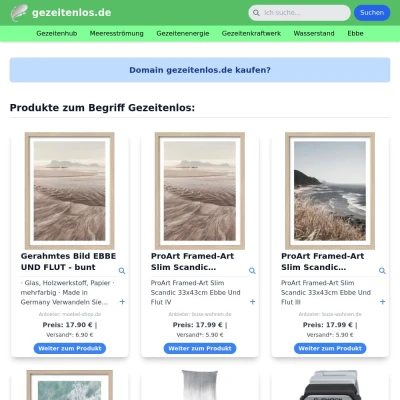 Screenshot gezeitenlos.de
