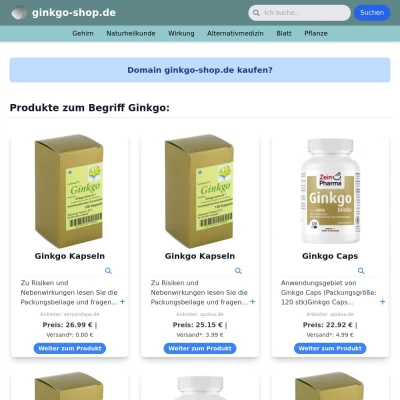 Screenshot ginkgo-shop.de