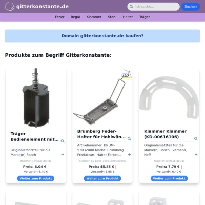 Screenshot gitterkonstante.de