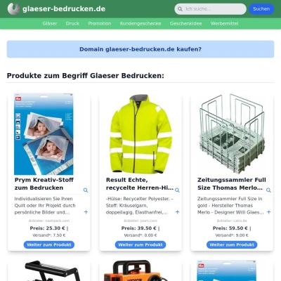 Screenshot glaeser-bedrucken.de