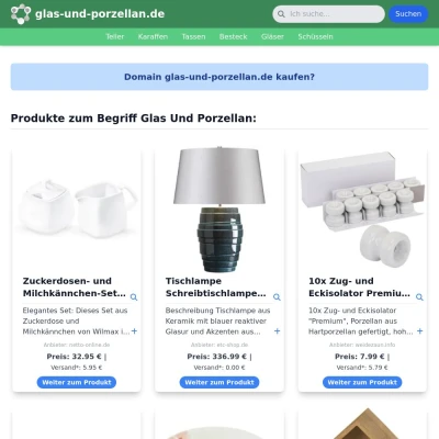 Screenshot glas-und-porzellan.de