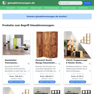 Screenshot glasabtrennungen.de