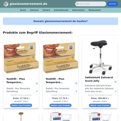 Screenshot glasionomerzement.de